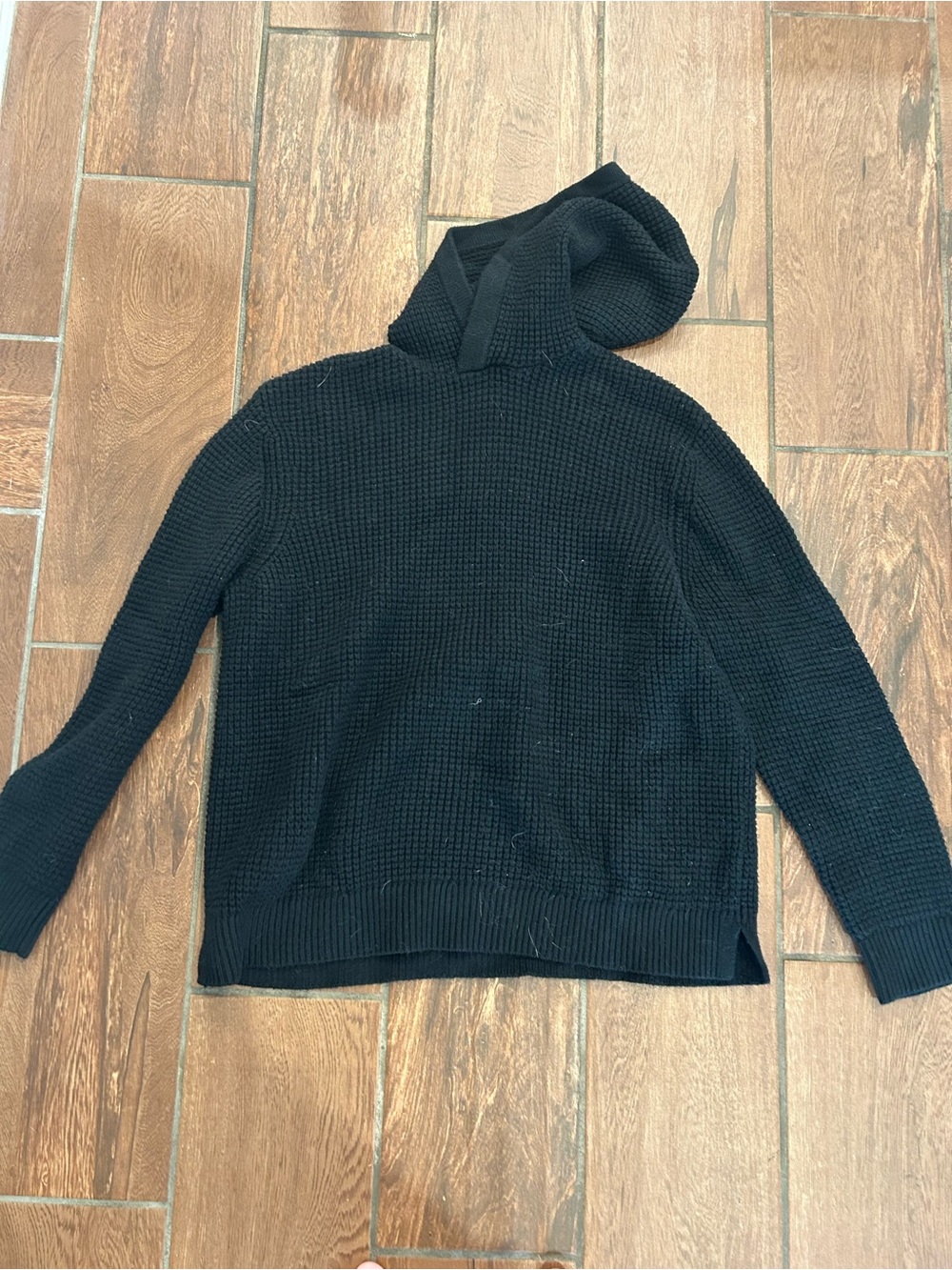 Express size L black cotton blend knit waddle sweater with hood
